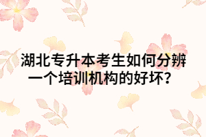 湖北普通专升本考生如何分辨一个培训机构的好坏呢？