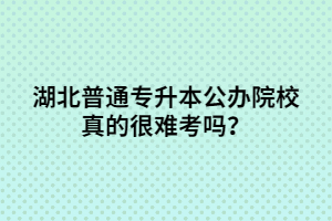 湖北普通专升本公办院校真的很难考吗？