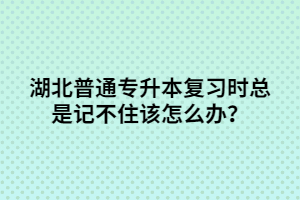 湖北普通专升本复习时总是记不住该怎么办？