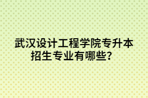 武汉设计工程学院专升本招生专业有哪些？