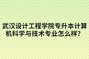 武汉设计工程学院专升本计算机科学与技术专业怎么样？