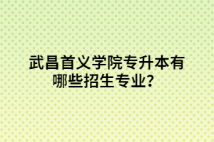 武昌首义学院专升本有哪些招生专业？