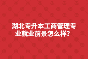 湖北专升本工商管理专业就业前景怎么样？