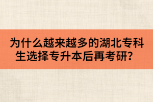 为什么越来越多的湖北专科生选择专升本后再考研？