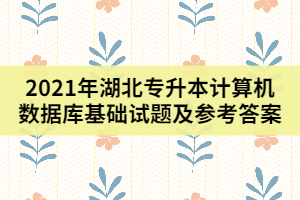 2021年湖北专升本计算机数据库基础试题及参考答案