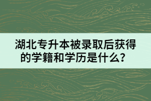 湖北专升本被录取后获得的学籍和学历是什么？