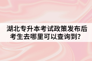 湖北专升本考试政策发布后考生去哪里可以查询到？