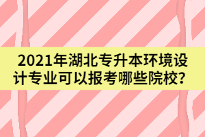 2021年湖北专升本环境设计专业可以报考哪些院校？