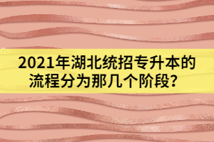 2021年湖北统招专升本的流程分为那几个阶段？