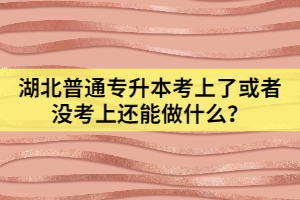 湖北普通专升本考上了或者没考上还能做什么？