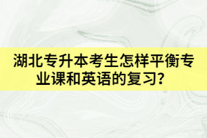 湖北专升本考生怎样平衡专业课和英语的复习？