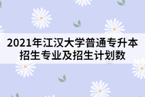 2021年江汉大学普通专升本招生专业及招生计划数