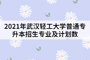 2021年武汉轻工大学普通专升本招生专业及计划数