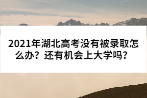 2021年湖北高考没有被录取怎么办？还有机会上大学吗？