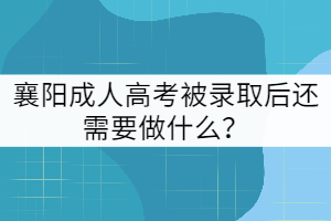 襄阳成人高考被录取后还需要做什么？