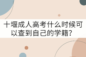 十堰成人高考什么时候可以查到自己的学籍？