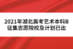 2021年湖北高考艺术本科B征集志愿院校及计划已出