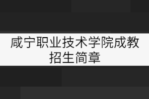 咸宁职业技术学院成教招生简章