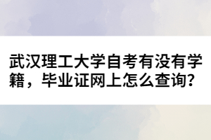 武汉理工大学自考有没有学籍，毕业证网上怎么查询？