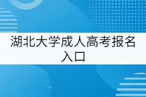  湖北大学成人高考报名入口