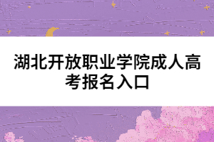 湖北开放职业学院成人高考报名入口