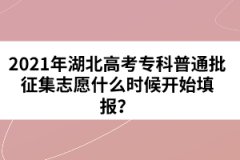 2021年湖北高考专科普通批征集志愿什么时候开始填报？