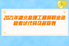 2021年湖北监理工程师职业资格考试代码及名称表