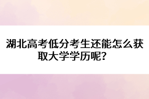 湖北高考低分考生还能怎么获取大学学历呢？