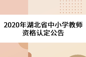 2020年湖北省中小学教师资格认定公告