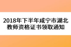 2018年下半年咸宁市湖北教师资格证书领取通知