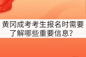 黄冈成考考生报名时需要了解哪些重要信息？