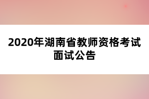 2020年湖南省教师资格考试面试公告