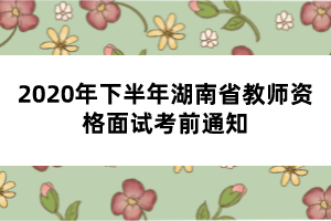 2020年下半年湖南省教师资格面试考前通知