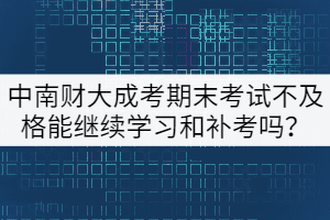 中南财大成考期末考试不及格能继续学习和补考吗？