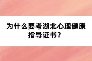 为什么要考湖北心理健康指导证书？