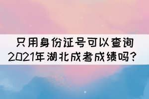 只用身份证号可以查询2021年湖北成考成绩吗？