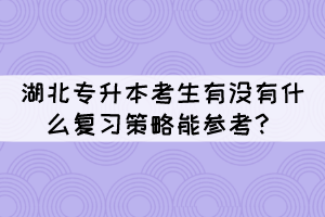 2022年湖北专升本考生有没有什么复习策略能参考？