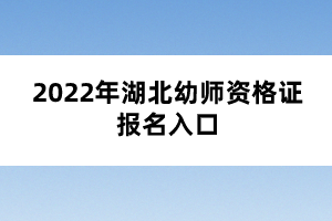 2022年湖北幼师资格证报名入口