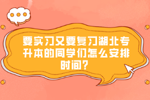 要实习又要复习湖北专升本的同学们怎么安排时间？