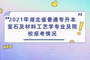 2021年湖北省普通专升本宝石及材料工艺学专业及院校报考情况