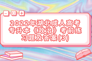 2022年湖北成人高考专升本《政治》考前练习题及答案(3)