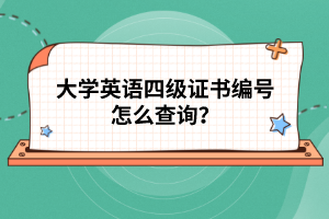 大学英语四级证书编号怎么查询？