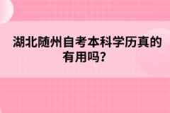 湖北随州自考本科学历真的有用吗？