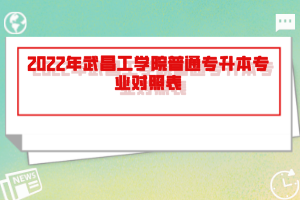 2022年武昌工学院普通专升本专业对照表