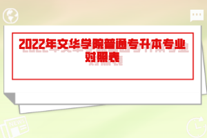 2022年文华学院普通专升本专业对照表