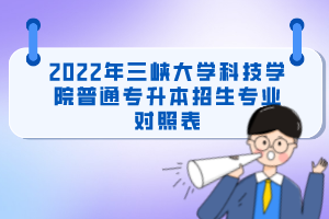 2022年三峡大学科技学院普通专升本招生专业对照表