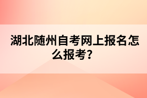 湖北随州自考网上报名怎么报考？