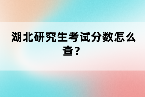 湖北研究生考试分数怎么查？