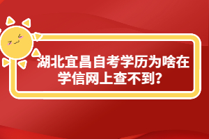 湖北宜昌自考学历为啥在学信网上查不到？