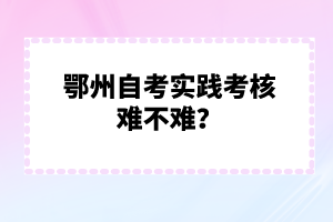 鄂州自考实践考核难不难？